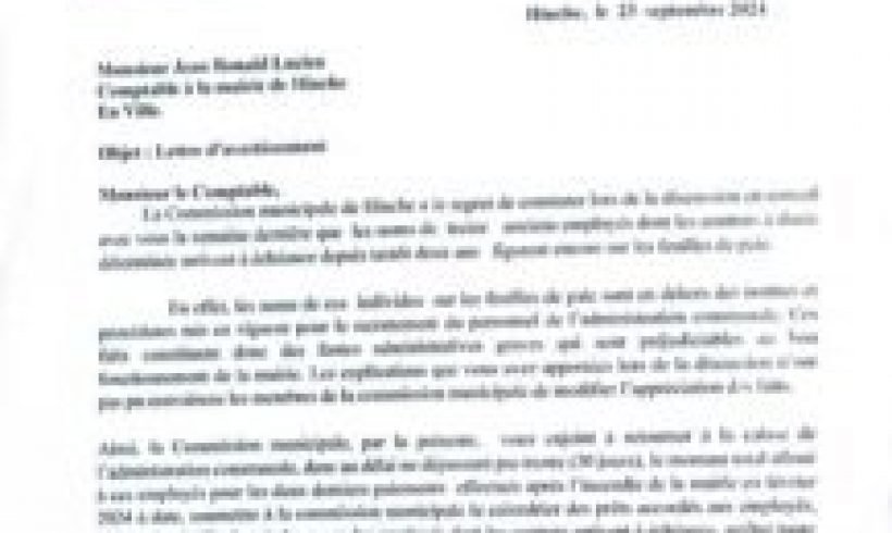 Rigueur Administrative : La Mairie de Hinche et le MEF Renforcent le Contrôle des Fonds Publics